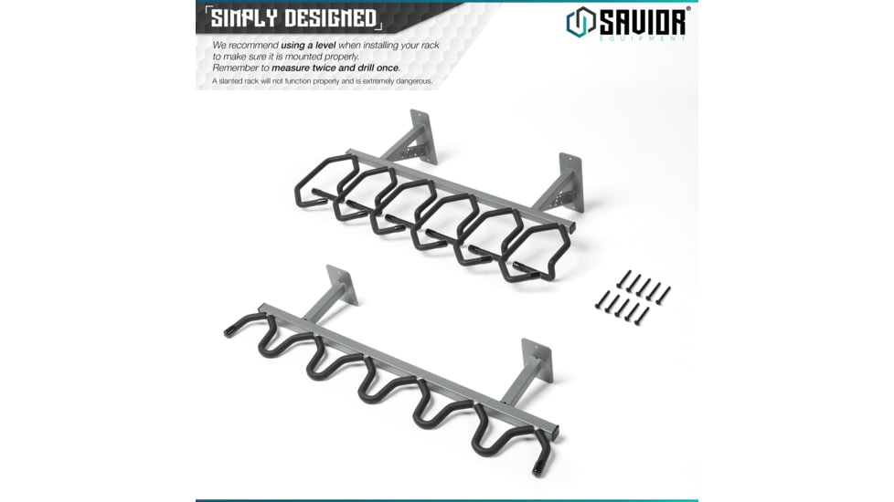 Savior Equipment Rifle Wall Rack, Gray, RK-RIF6-WALL-GS