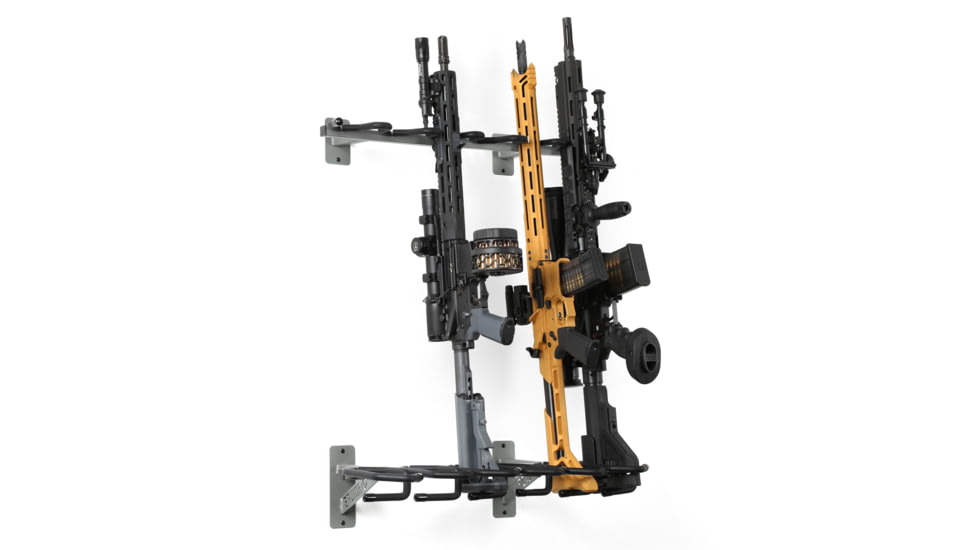 Savior Equipment 6 Slots Rifle Wall Rack, Grey, 25in W x 3.5in H x 8in D, RK-RIF6-WALL-GS