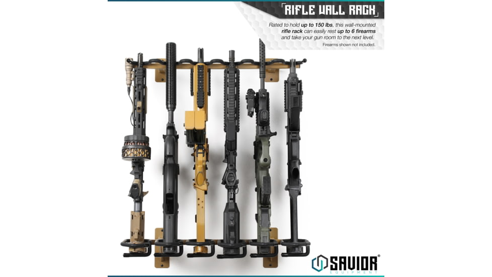 Savior Equipment Rifle Wall Rack, RAL 8000 Tan, RK-RIF6-WALL-TN