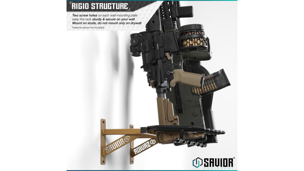 Savior Equipment Rifle Wall Rack, RAL 8000 Tan, RK-RIF6-WALL-TN
