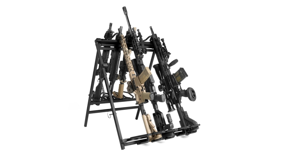 Savior Equipment 9 Slots Shorty Rifle Rack, Black, 31in H x 24in W x 37in D, RK-SBR9-ST-BK
