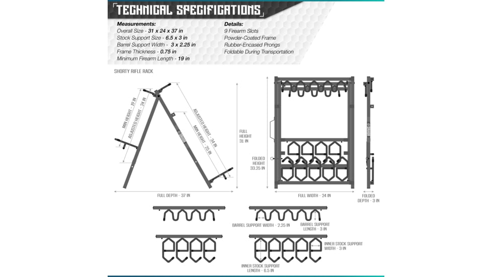 Savior Equipment Shorty Rifle Rack, RAL 8000 Tan, RK-SBR9-ST-TN