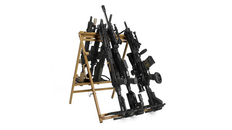 Savior Equipment 9 Slots Shorty Rifle Rack, RAL 8000 Tan, 31in H x 24in W x 37in D, RK-SBR9-ST-TN