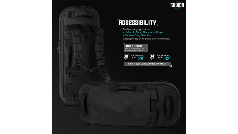Savior Equipment Specialist Covert Single Rifle Case, 30in, Black, RB-SGSPORT30-WS-BK