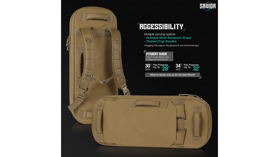 Savior Equipment Specialist Covert Single Rifle Case, 30in, Dark FDE, RB-SGSPORT30-WS-TN