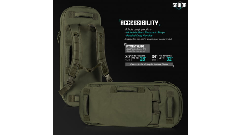 Savior Equipment Specialist Covert Single Rifle Case, 34in, OD Green, RB-SGSPORT34-WS-OG