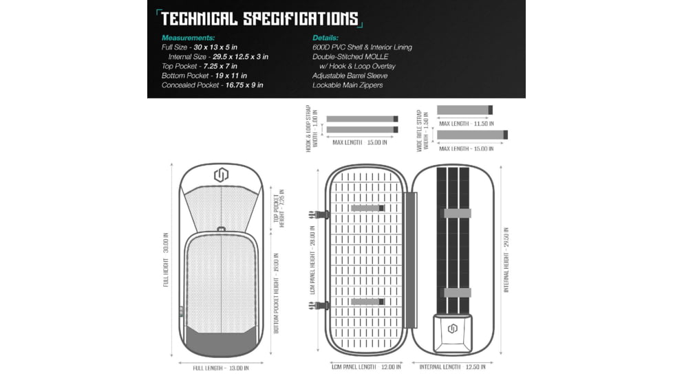 Savior Equipment Specialist Covert Single Rifle Case, Grey, 29.5in H x 12.5in L x 3in W, RB-SGSPORT30-WS-GS
