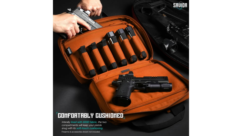 Savior Equipment Specialist Double Pistol Bag, Hi-Viz Orange, HC-DGSPORT-WS-AN