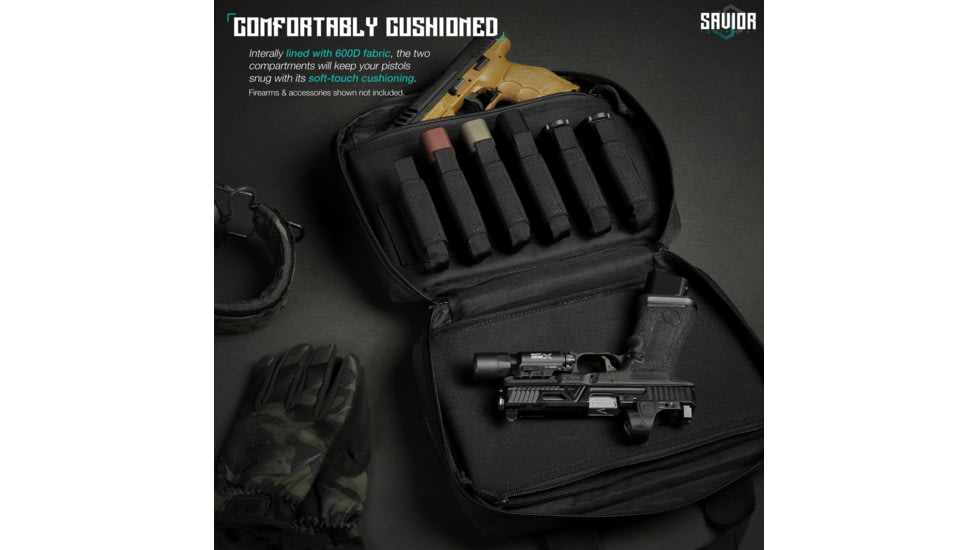 Savior Equipment Specialist Double Pistol Case, Black, HC-DGSPORT-WS-BK