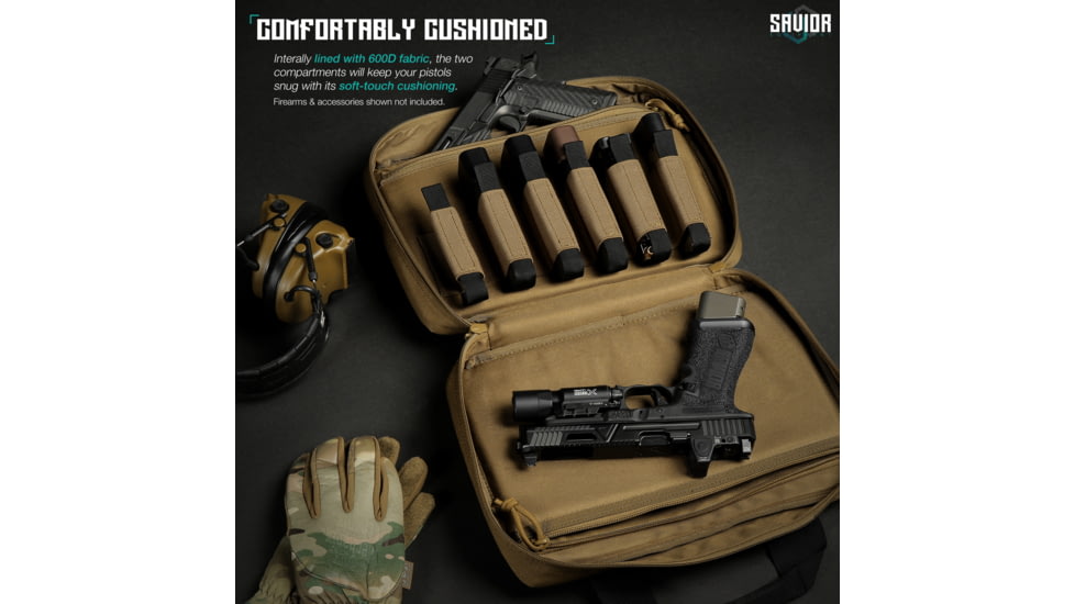 Savior Equipment Specialist Double Pistol Case, Dark FDE, HC-DGSPORT-WS-TN