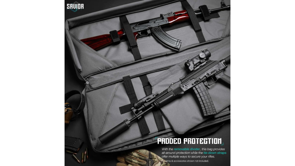 Savior Equipment Specialist Double Rifle Case, Grey, 45in L x 13in H, RB-4613DG-WS-GS