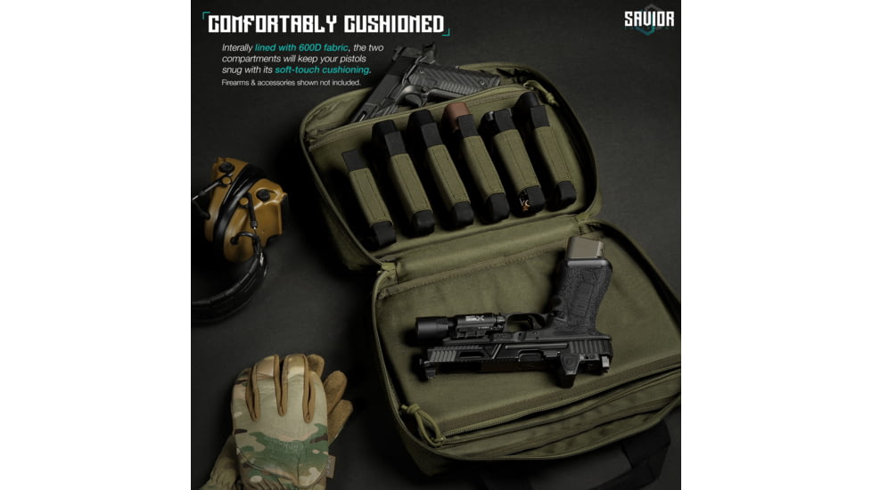 Savior Equipment Specialist Double Pistol Case, OD Green, HC-DGSPORT-WS-OG