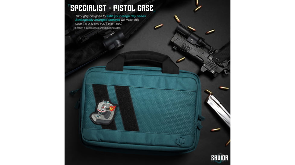 Savior Equipment Specialist Double Pistol Case, Savior Teal, 12.5x8.5x2.5in, HC-DGSPORT-WS-TE