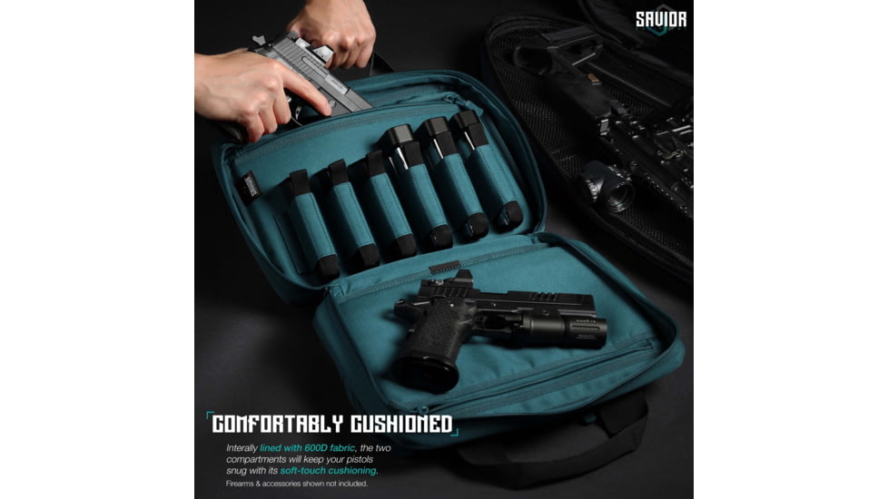 Savior Equipment Specialist Double Pistol Case, Savior Teal, 12.5x8.5x2.5in, HC-DGSPORT-WS-TE