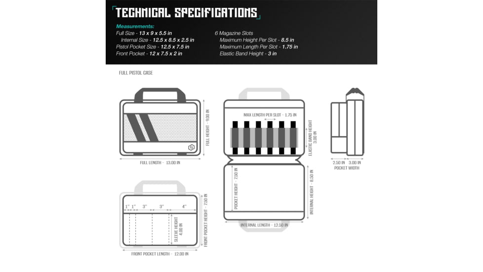 Savior Equipment Specialist Double Pistol Case, Savior Teal, 12.5x8.5x2.5in, HC-DGSPORT-WS-TE
