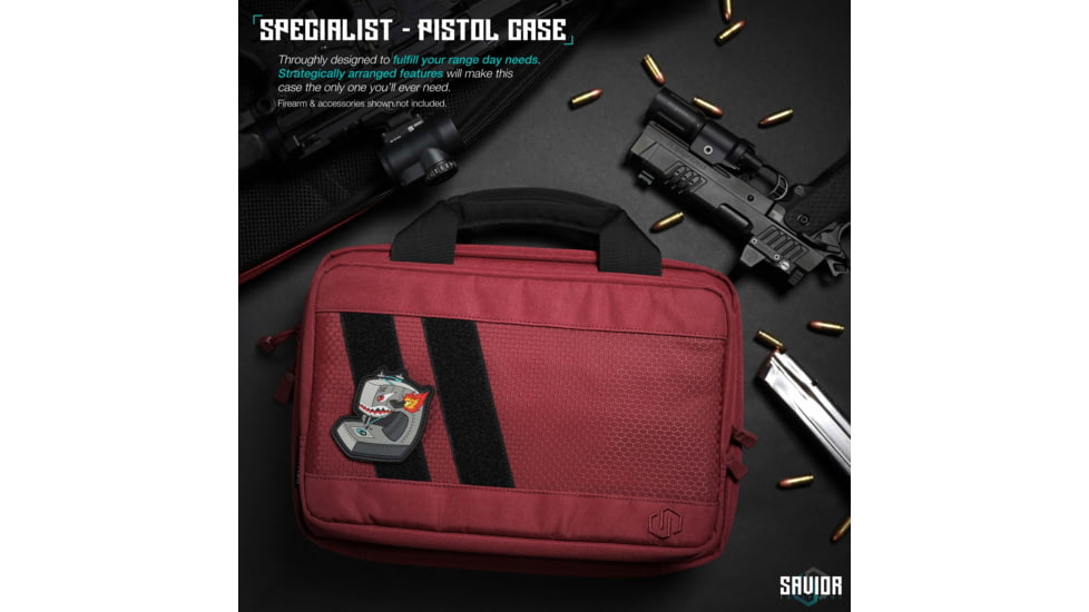 Savior Equipment Specialist Double Pistol Case, Sedona Red, 12.5in L x 8.5in H x 2.5in W, HC-DGSPORT-WS-RD
