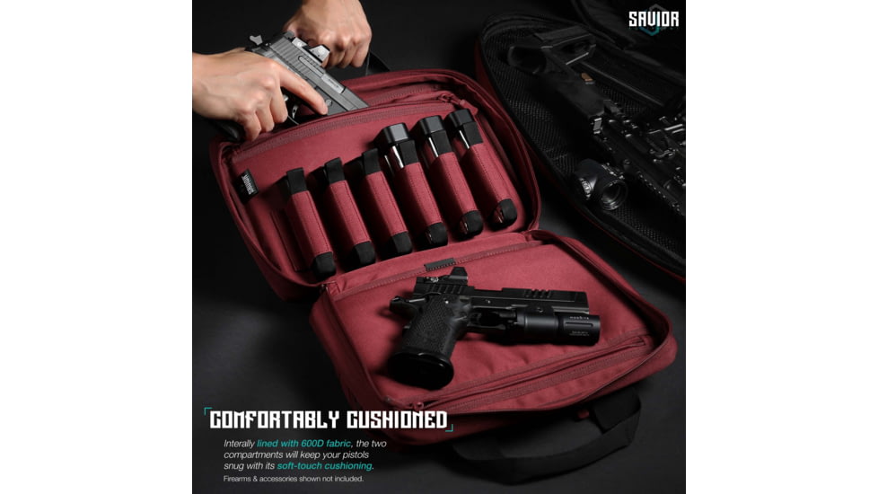 Savior Equipment Specialist Double Pistol Case, Sedona Red, 12.5x8.5x2.5in, HC-DGSPORT-WS-RD