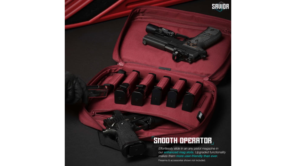 Savior Equipment Specialist Double Pistol Case, Sedona Red, 12.5x8.5x2.5in, HC-DGSPORT-WS-RD