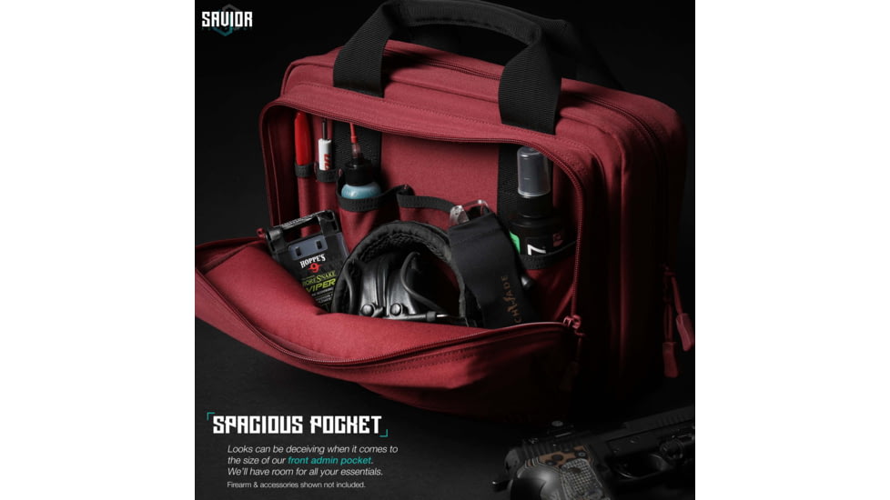 Savior Equipment Specialist Double Pistol Case, Sedona Red, 12.5x8.5x2.5in, HC-DGSPORT-WS-RD