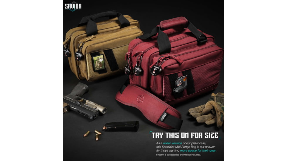 Savior Equipment Specialist Pistol Mni Range Bag, Sedona Red, 13in L x 9in H x 8in W, RA-DGSPWS-MINI-RD
