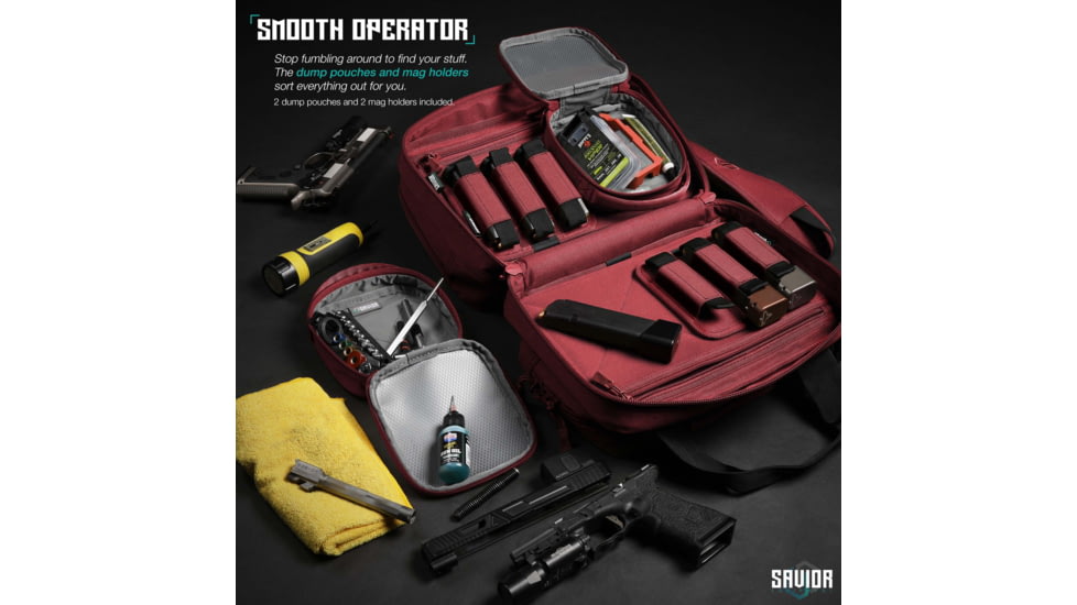 Savior Equipment Specialist Pistol Mni Range Bag, Sedona Red, 13in L x 9in H x 8in W, RA-DGSPWS-MINI-RD