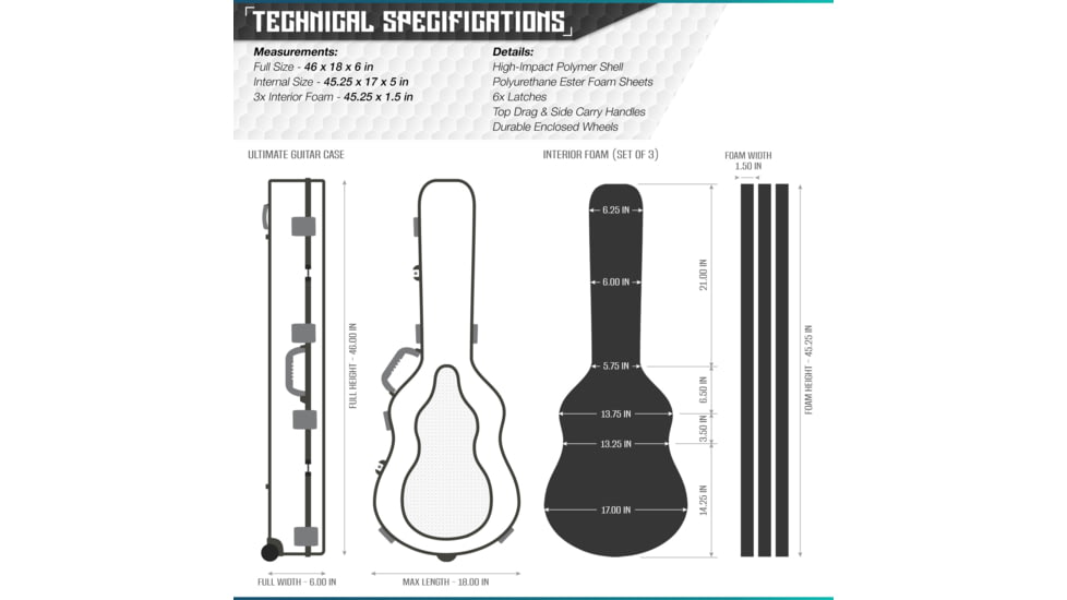 Savior Equipment Ultimate Guitar Single Rifle Case, Gray, RC-GT-ACOUSTIC-GS