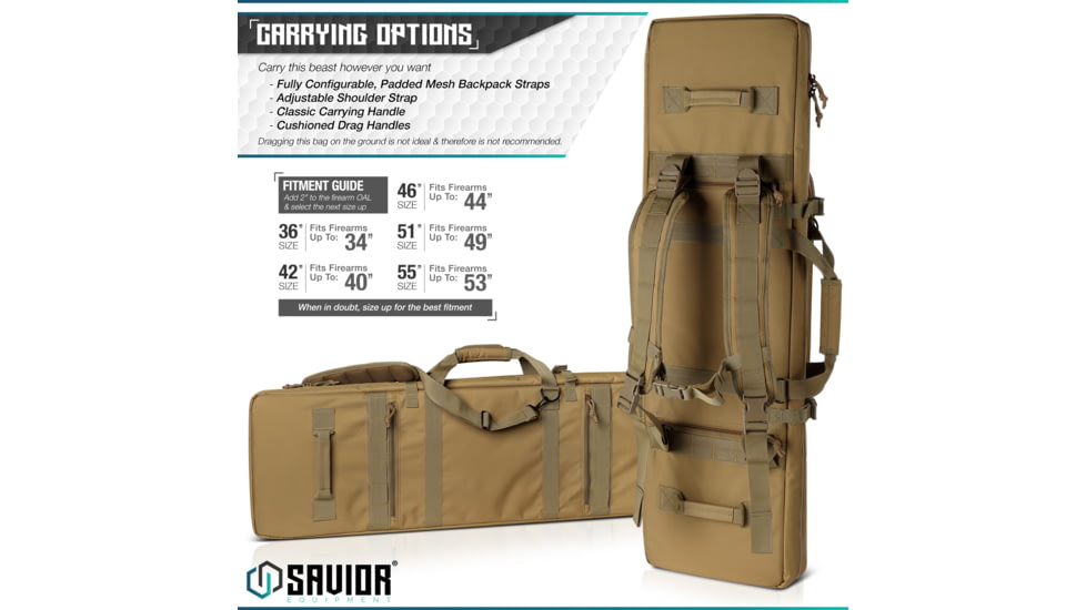 Savior Equipment Urban Warfare Double Rifle Case, 42in, Dark FDE, RB-4212DG-VER2-TN