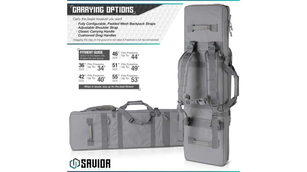 Savior Equipment Urban Warfare Double Rifle Case, 42in, Gray, RB-4212DG-VER2-GS