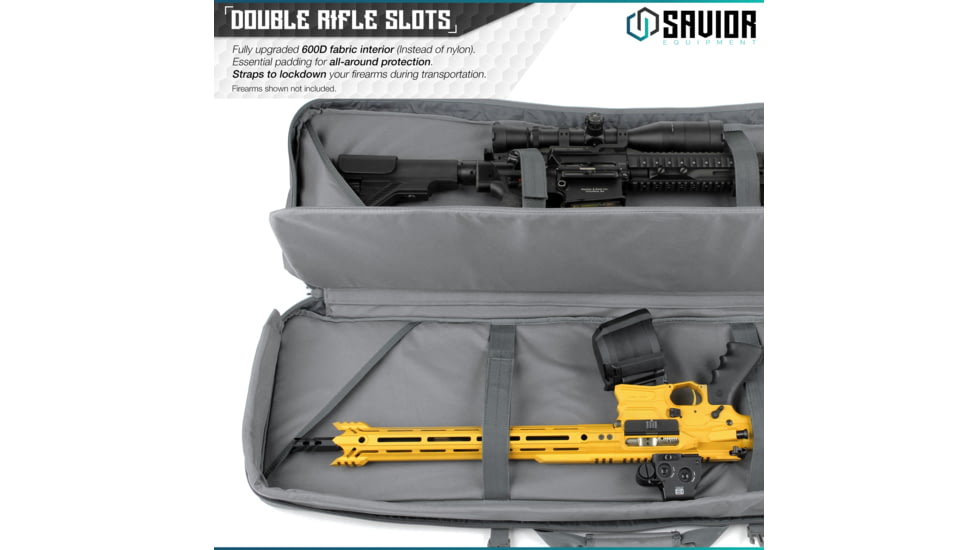 Savior Equipment Urban Warfare Double Rifle Case, 55in, Gray, RB-5512DG-VER2-GS