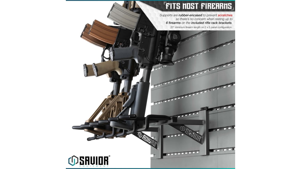 Savior Equipment Wall Rack System 10 Panel Kit w/Attachments, Gray, 48x30.25x0.63in, WRS-FULL-R6P12-GS