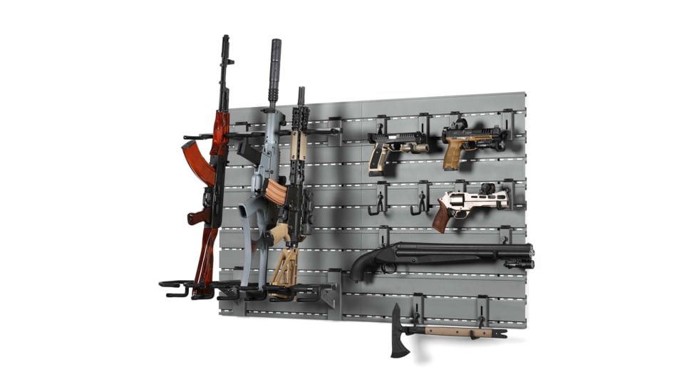 Savior Equipment Wall Rack System 10 Panel Kit w/Attachments, Grey, 48in x 30.25in x 0.63in, WRS-FULL-R6P12-GS