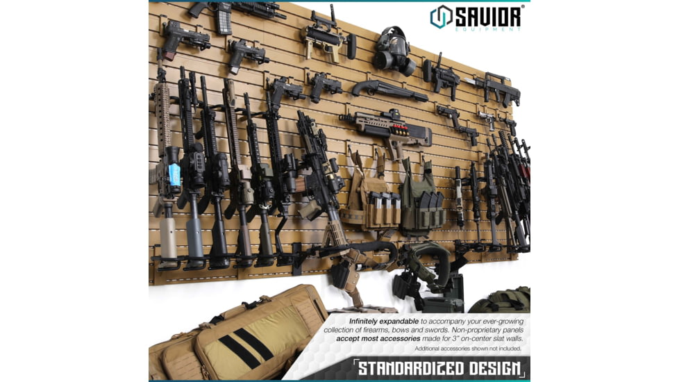 Savior Equipment Wall Rack System 10 Panel Kit w/Attachments, Tan, 48x30.25x0.63in, WRS-FULL-R6P12-TN