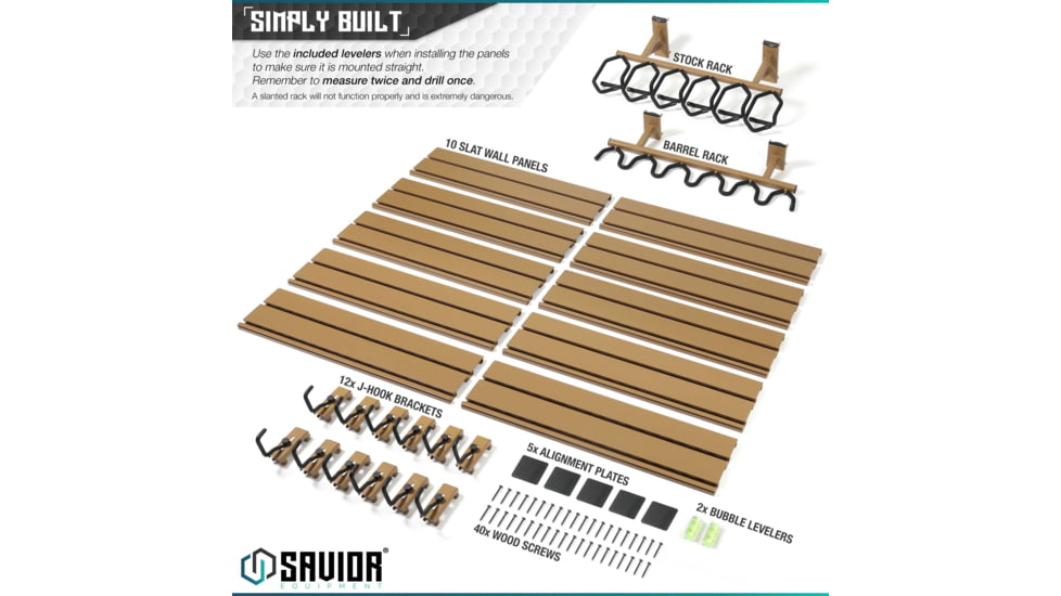 Savior Equipment Wall Rack System 10 Panel Kit w/Attachments, Tan, 48x30.25x0.63in, WRS-FULL-R6P12-TN