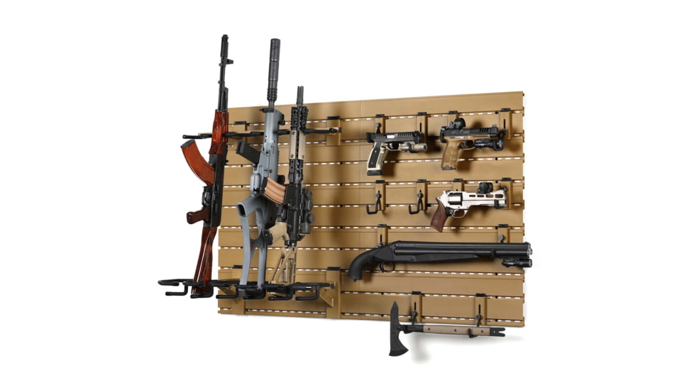 Savior Equipment Wall Rack System 10 Panel Kit w/Attachments, Tan, 48in x 30.25in x 0.63in, WRS-FULL-R6P12-TN