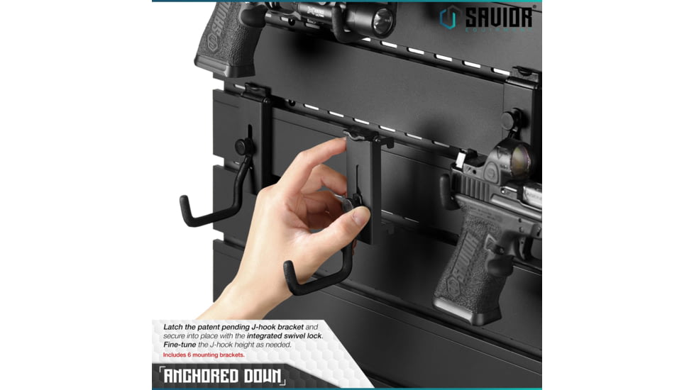 Savior Equipment Wall Rack System 5 Panel Kit w/Attachments, Black, 24x30.25x0.63in, WRS-HALF-A3P6-BK