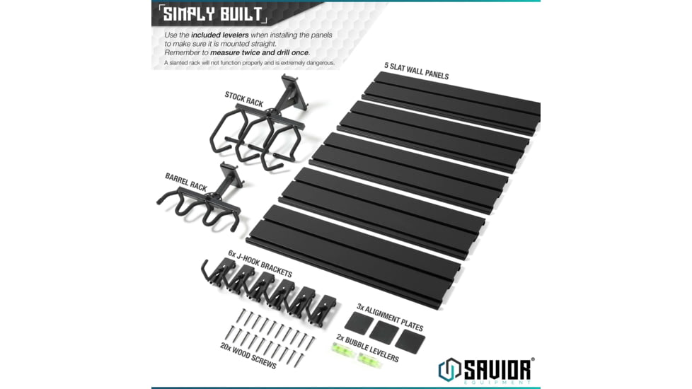 Savior Equipment Wall Rack System 5 Panel Kit w/Attachments, Black, 24x30.25x0.63in, WRS-HALF-A3P6-BK