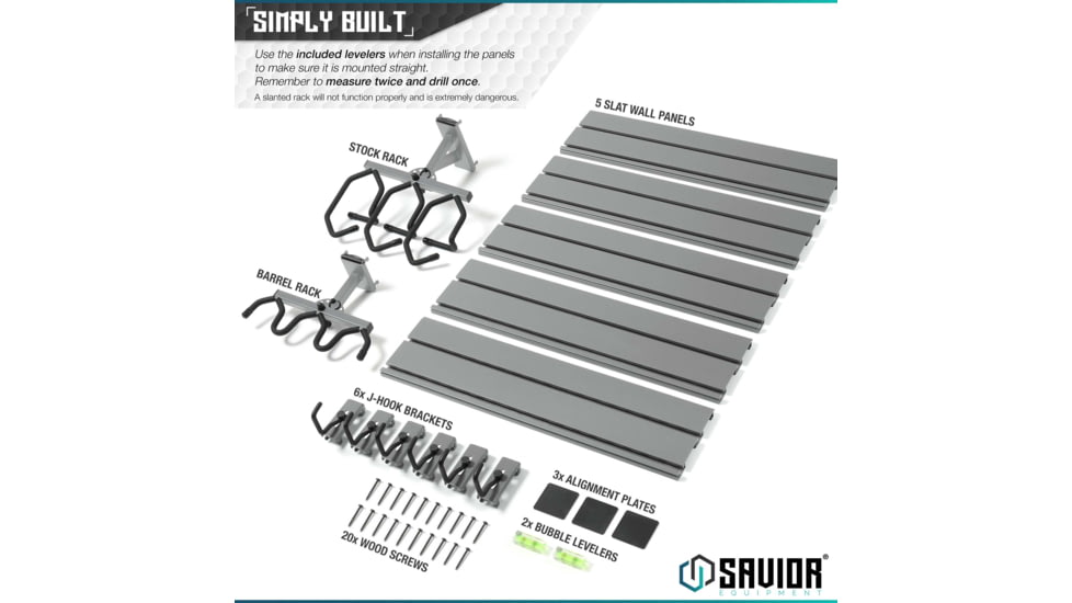 Savior Equipment Wall Rack System 5 Panel Kit w/Attachments, Gray, 24x30.25x0.63in, WRS-HALF-A3P6-GS