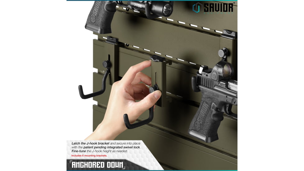 Savior Equipment Wall Rack System 5 Panel Kit w/Attachments, OD Green, 24in x 30.25in x 0.63in, OD Green, 24in x 30.25in x 0.63in, WRS-HALF-A3P6-OG