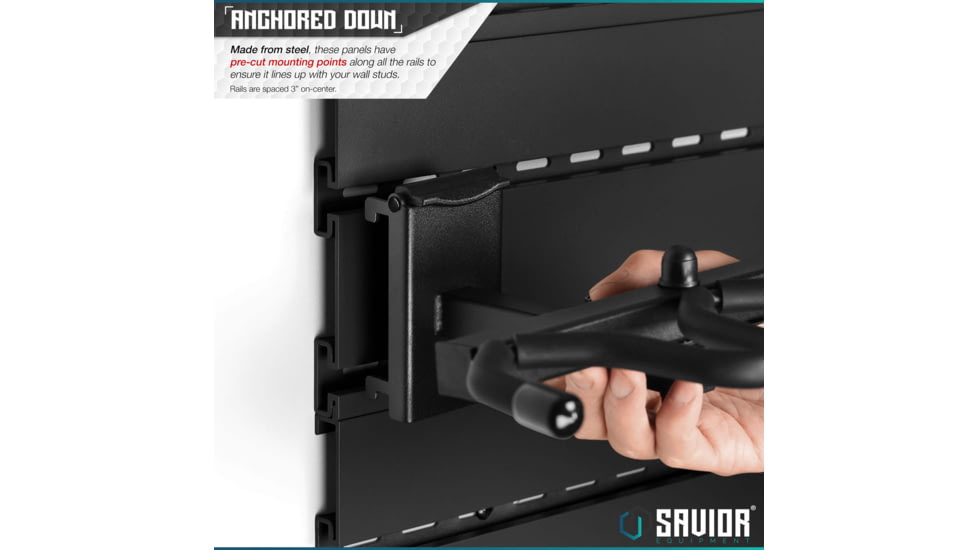 Savior Equipment Wall Rack System 5 Panels, Black, 24x6.25x0.63in, WRS-PAN-HALF-BK