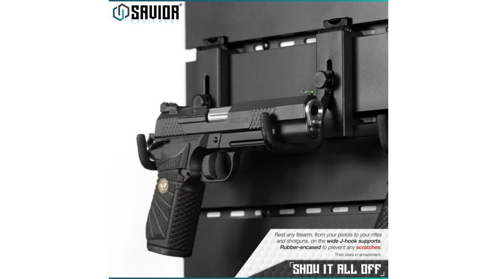 Savior Equipment Wall Rack System Adjustable J-Hook, 2 Pack, Black, 3.5x1.3x3.5in, WRS-ACC-PS2-BK