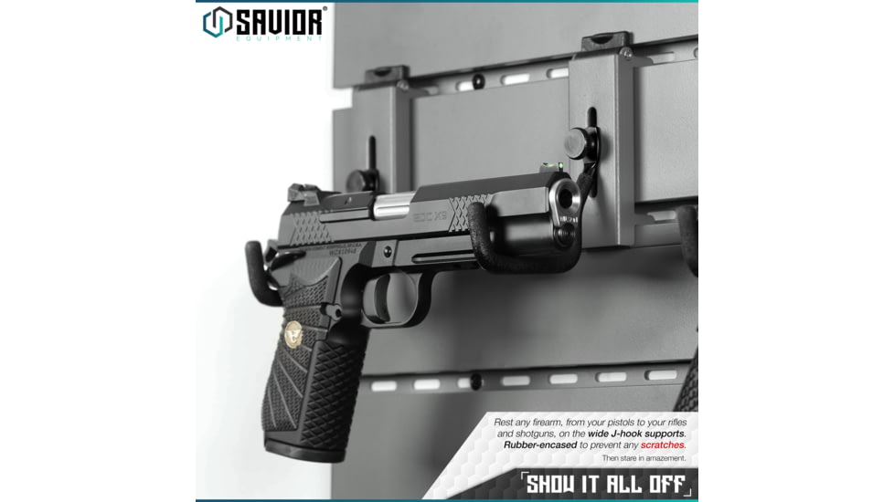 Savior Equipment Wall Rack System Adjustable J-Hook, 2 Pack, Gray, 3.5in x 1.3in x 3.5in, Gray, 3.5in x 1.3in x 3.5in, WRS-ACC-PS2-GS