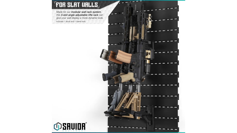 Savior Equipment Wall Rack System Angle Adjustable Wall Rack, Black, WRS-ACC-AD3-BK