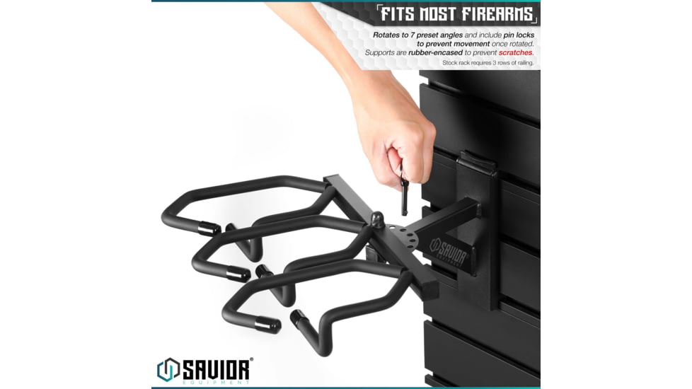 Savior Equipment Wall Rack System Angle Adjustable Wall Rack, Black, WRS-ACC-AD3-BK