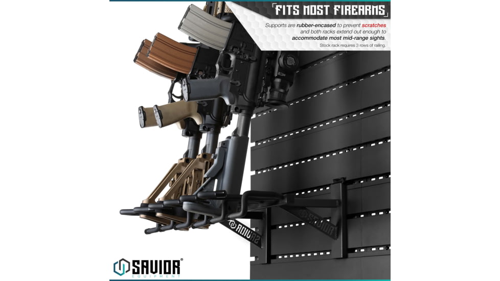 Savior Equipment Wall Rack System Rifle Wall Rack, Black, WRS-ACC-RF6-BK