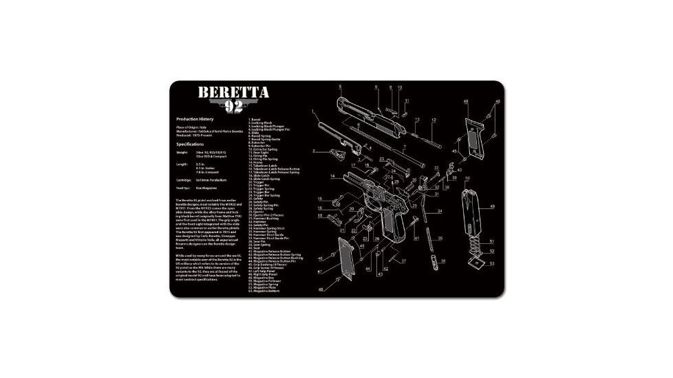Slip 2000 Gun Cleaning Mat,11x17x1/8in,Beretta 92 MAT-92