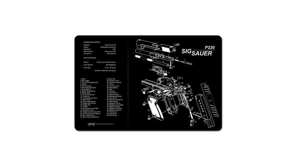 Slip 2000 Gun Cleaning Mat,11x17x1/8in,Sig Sauer P220 MAT-P220