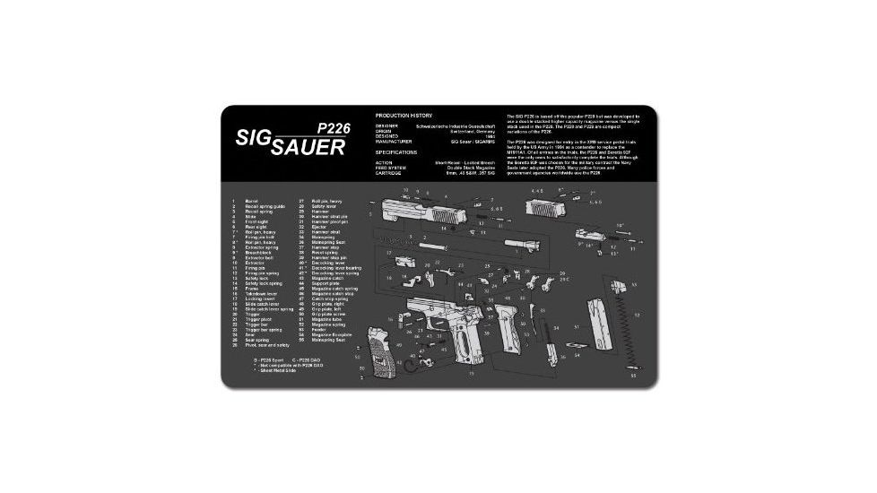 Slip 2000 Gun Cleaning Mat,11x17x1/8in,Sig Sauer P226 MAT-P226