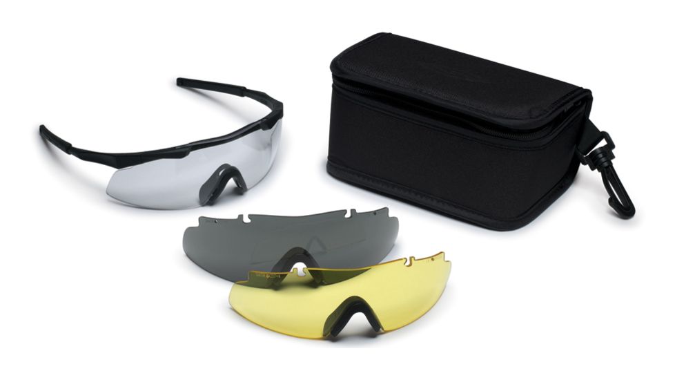 Smith Elite Aegis Asian Fit Eye Shield Deluxe Kit, Black frame, Clear, Gray &amp; Yellow Lenses