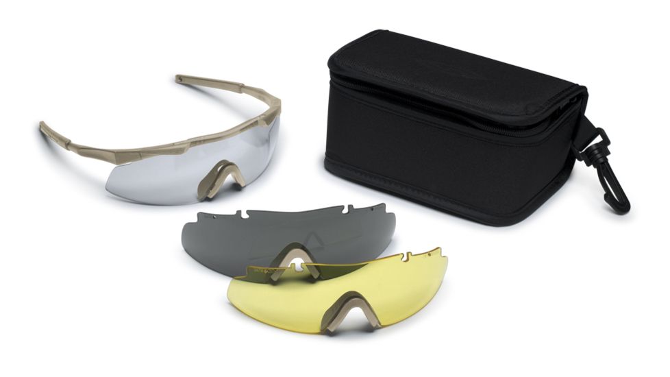 Smith Elite Aegis Asian Fit Eyeshields Deluxe Kit, Tan frame, Clear, Gray &amp; Yellow Lenses