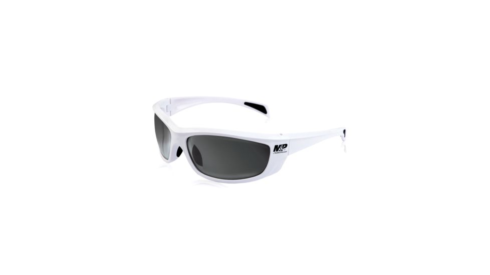 Smith &amp; Wesson Whitehawk Full Frame Shooting Glasses, Gloss White/Smoke Mirror, 110172
